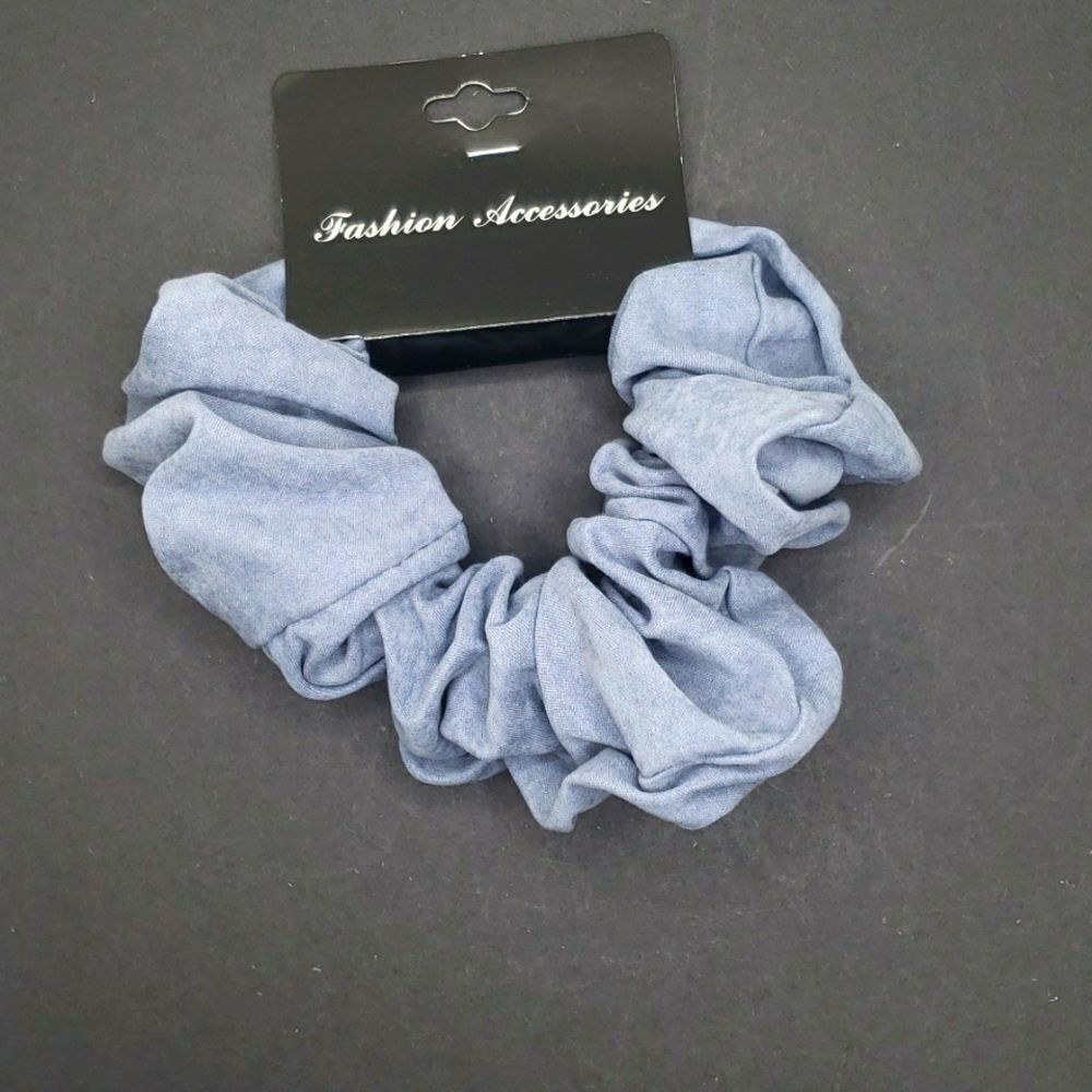 SOFT Blue microsuede large scrunchie hair tie